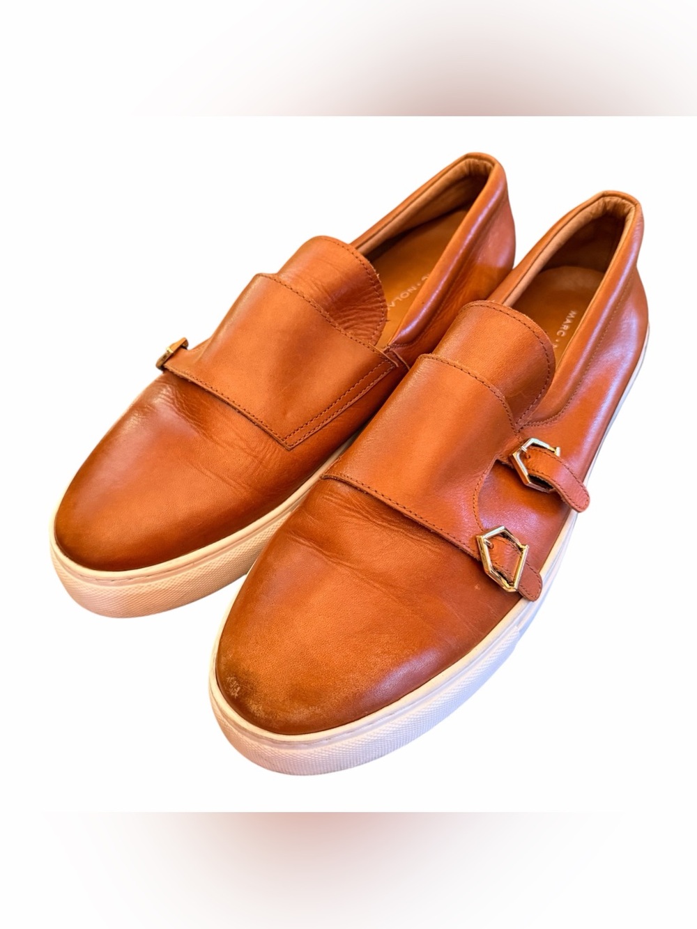 Kyler Cognac Leather Monk Strap Sneakers Sz 11